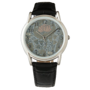 Montre Motif floral antique victorien terre cuite sauge