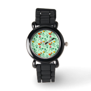 Montre Motif floral avec fleurs roses colorées