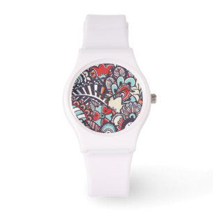 Montre Motif floral de griffonnage de Paisley