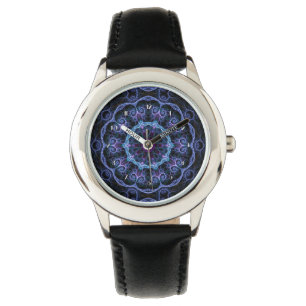 Montre Motif fractée bleu et rose