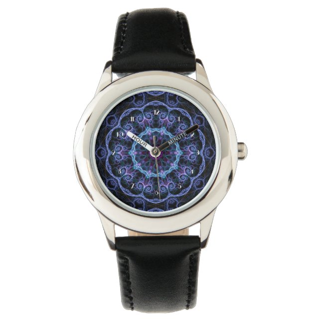 Montre Motif fractée bleu et rose (devant)
