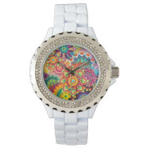 Montre Motif funky rétro Abstrait Bohème