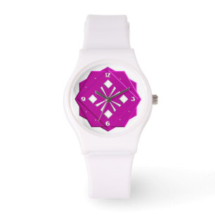 Montre Motif géométrique Art Déco magenta
