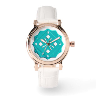 Montre Motif géométrique bleu turquoise Art déco