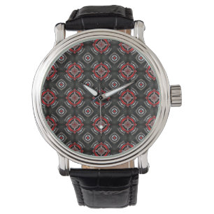 Montre Motif géométrique rouge et noir cool