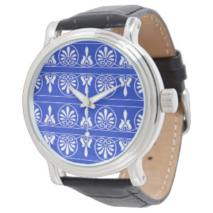 Montre Motif méditerranéen grec Arabesque bleu