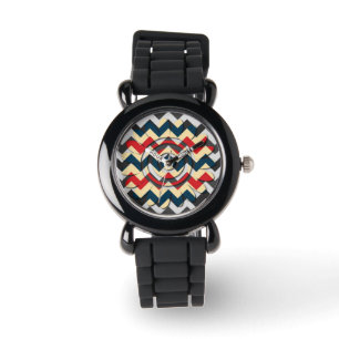 Montre Motif moderne 2 de Chevron Zigzap de fleur