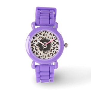 Montre Motif moderne chic brun cheetah imprimé monogramme
