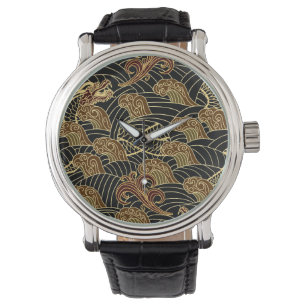 Montre Motif oriental de dragon de mer