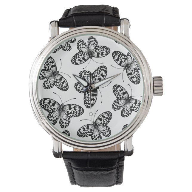 Montre Motif papillon en papier (devant)