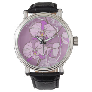 Montre Motif pourpre d'orchidée