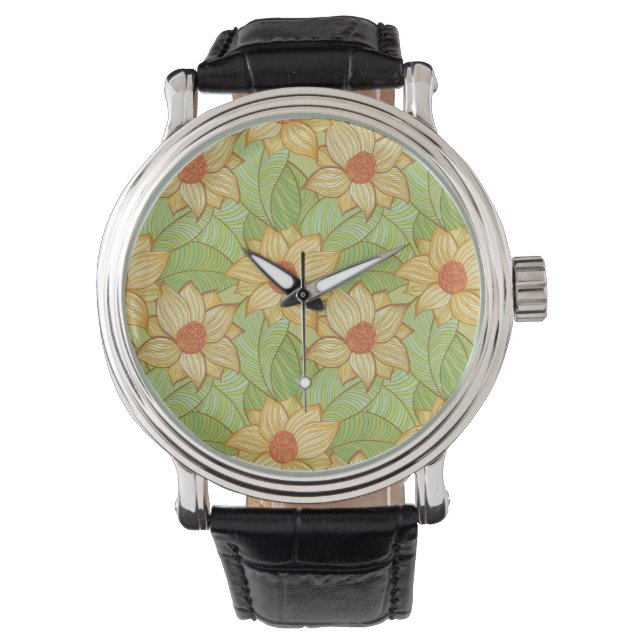 Montre Motif Retro Magnolia (devant)