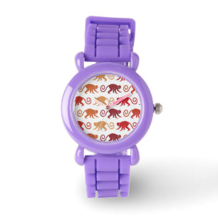 Montre Motif rouge de singes