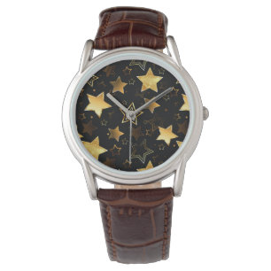 Montre Motif sans couture avec étoiles d'or