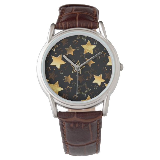 Montre Motif sans couture avec étoiles d'or (devant)