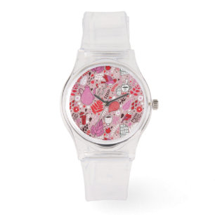 Montre Motif savoureux avec des oiseaux et des fleurs