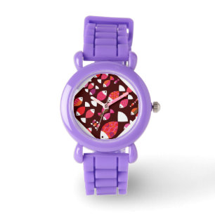 Montre Motif sous-marin de rétros poissons abstraits