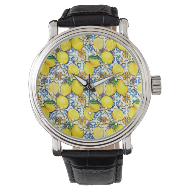 Montre Motif traditionnel méditerranéen aux citrons (devant)