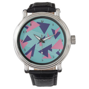 Montre Motif triangles Abstraits rétro des années 