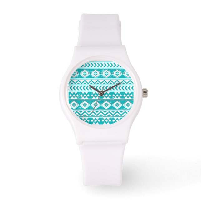 Montre Motif tribal turquoise Grunge Aztec (Recto)