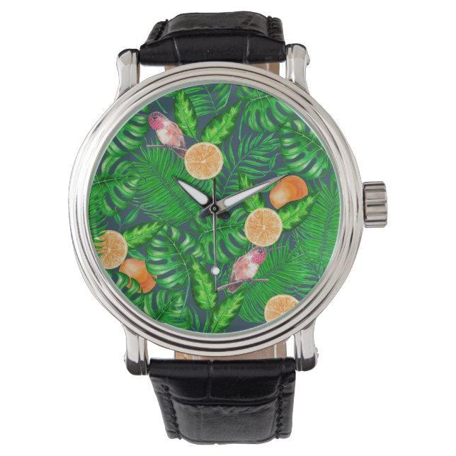 Montre Motif tropical, colibris (devant)