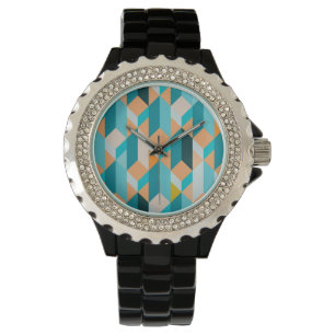 Montre Motif turquoise Et Orange