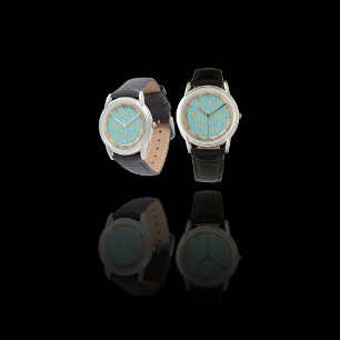 Montre Motif vectoriel de bande banane   bleu turquoise