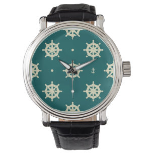 Montre Motif vintage de roue de bateau