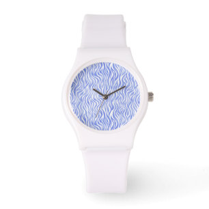 Montre Motif Zèbre bleu Aquarelle