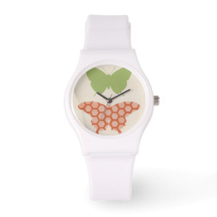 Montre Motifs papillons décoratifs sur Arrière - plan crè
