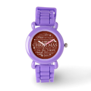 Montre Mots de Noël Typographie Cercle Enfant