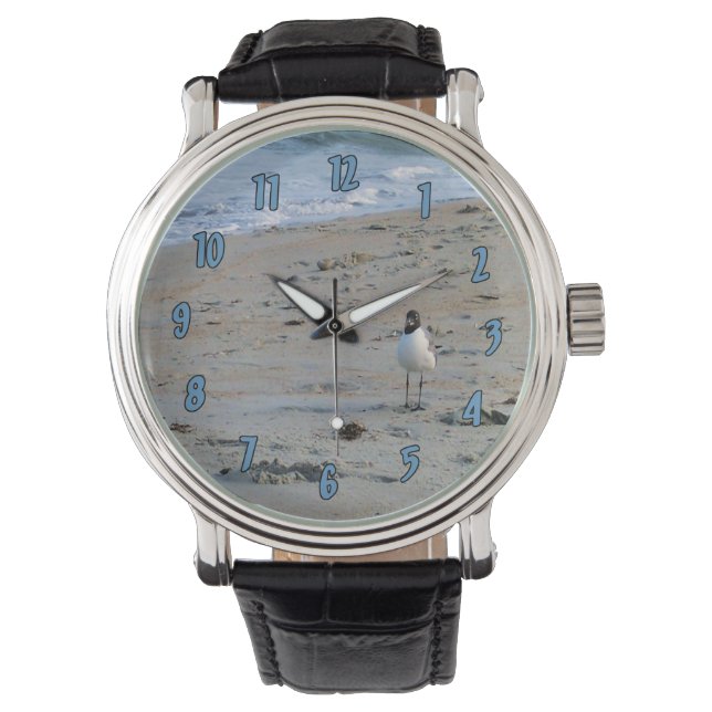 Montre Mouette sur plage Arrière - plan de l'océan (devant)