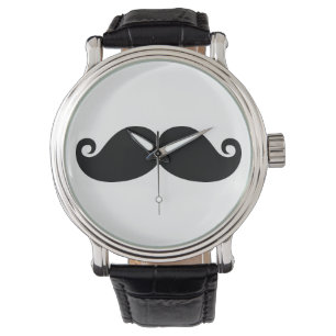 Montre Moustache noire vintage drôle