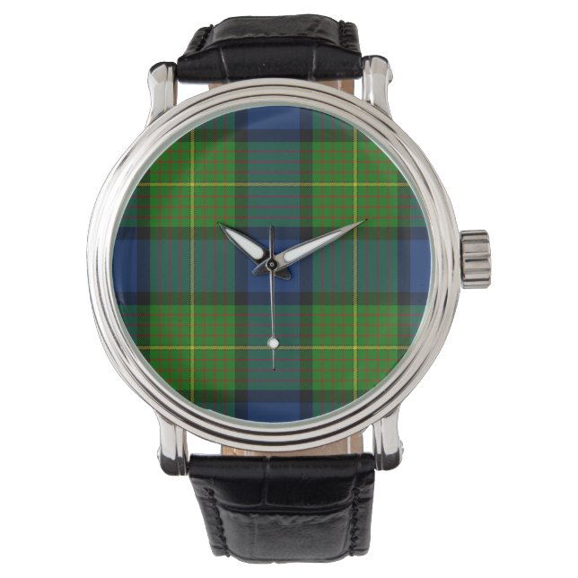 Montre Muir Moore écossais vert bleu plaid (devant)