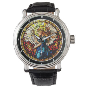 Montre Mur de l'ange en verre de couleur grâce céleste