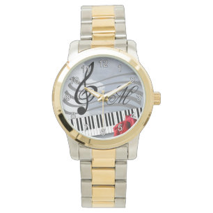 Montre Musique Amateurs thème Clavier et Rose de clé Treb