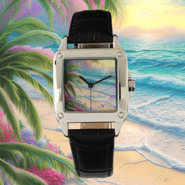 Montre My Happy Place Beach Carré (Créateur téléchargé)