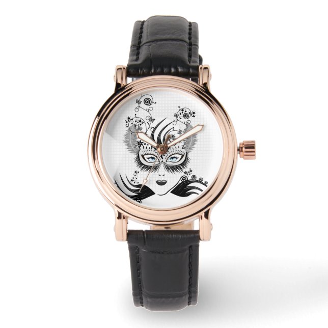 Montre Mystérieuse dame masquée aux yeux bleus (Recto)