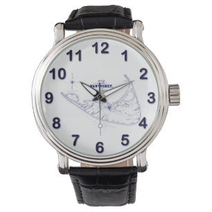 Montre Nantucket Island MA Carte Vintage Marine Blue