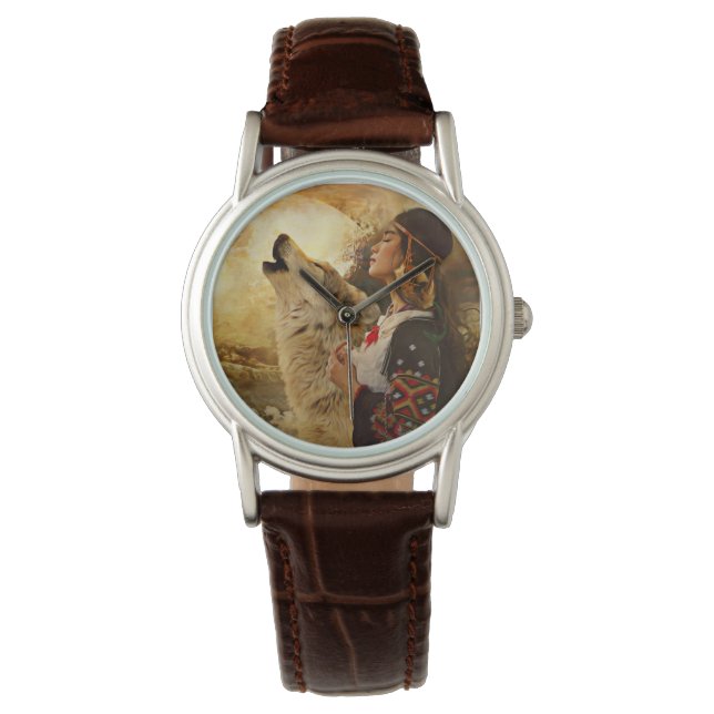 MONTRE NATIVE AMERICAN INDIAN WOMAN WRIST WATT (devant)