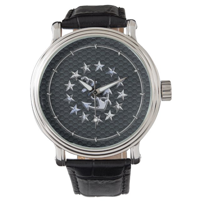 Montre Nautique Yacht Drapeau Chrome Ensigne sur Grille I (devant)