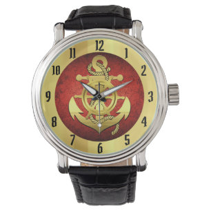 Montre Navire en or nautique/ancre de bateau/montre bleue