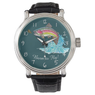 Montre Né à Fly Jumping Rainbow Trout Fly Fishing