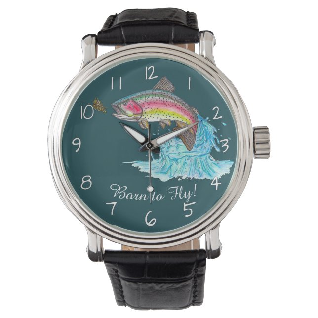 Montre Né à Fly Jumping Rainbow Trout Fly Fishing (devant)