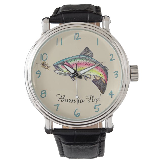 Montre Né à Fly Jumping Rainbow Trout Fly Fishing (devant)