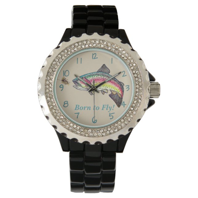 Montre Né à Fly Jumping Rainbow Trout Fly Fishing (devant)