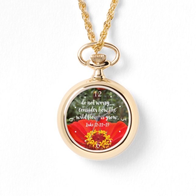 Montre ne vous inquiétez pas fleur zinnia orange (Recto)