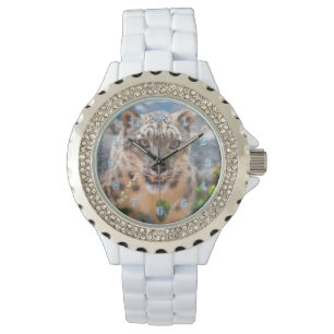 MONTRE NEIGE LEOPARD SPRINGTIME FLEURS