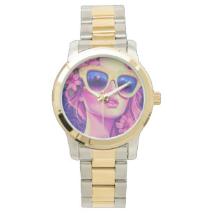 Montre Neon Dream Girl avec lunettes de soleil florales