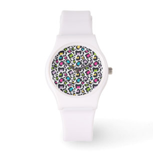 Montre Neon Empreinte de léopard Silicone Watch